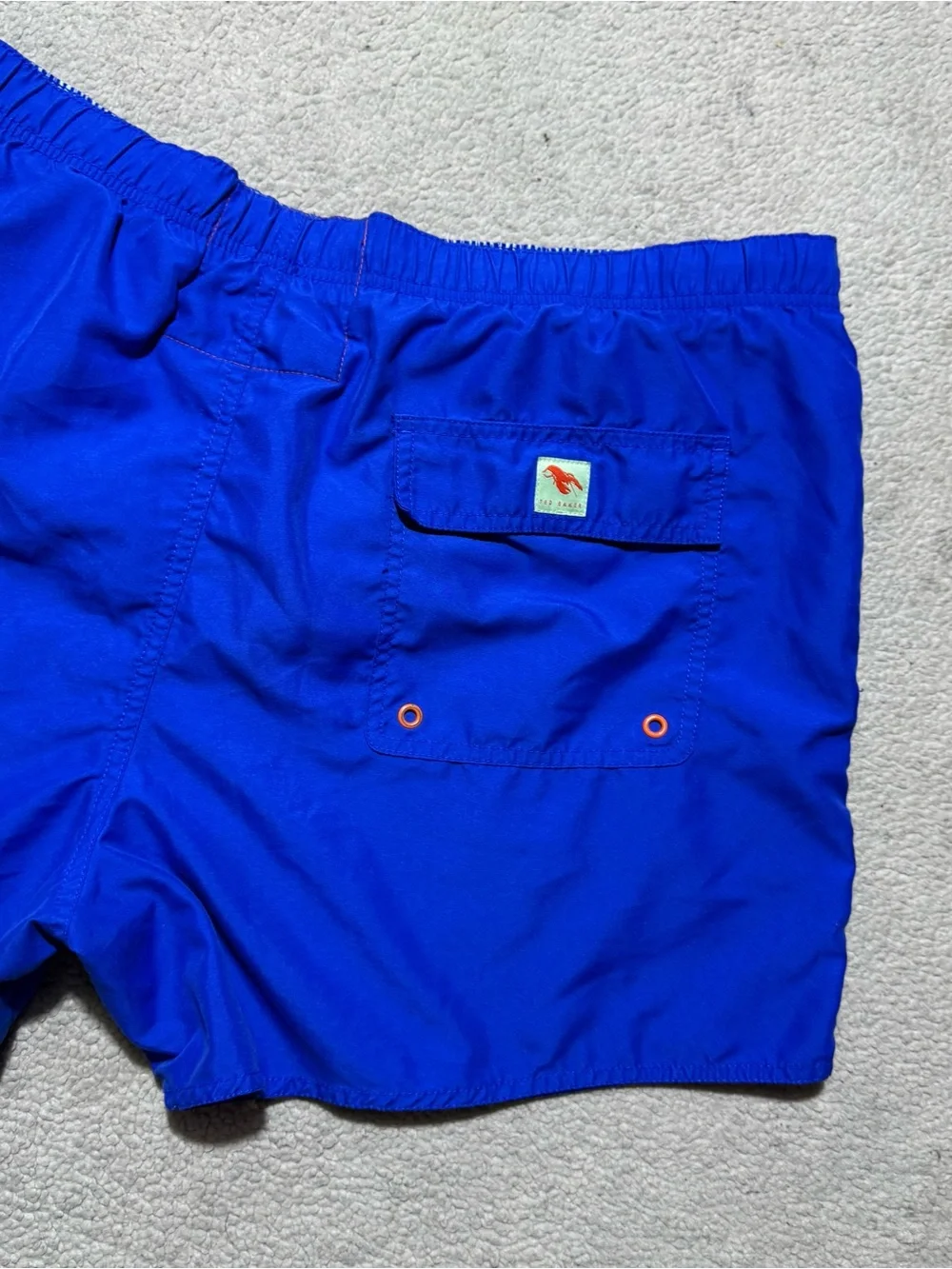 Ted Baker Swim Trunks Mens 6 (2XL) Blue Brief Lined Shorts Drawstring Meas 40x4